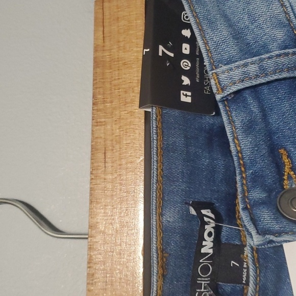 Fashion Nova jeans womens size 7 juniors stay in line mid rise Two-tone Artsy - Picture 8 of 13